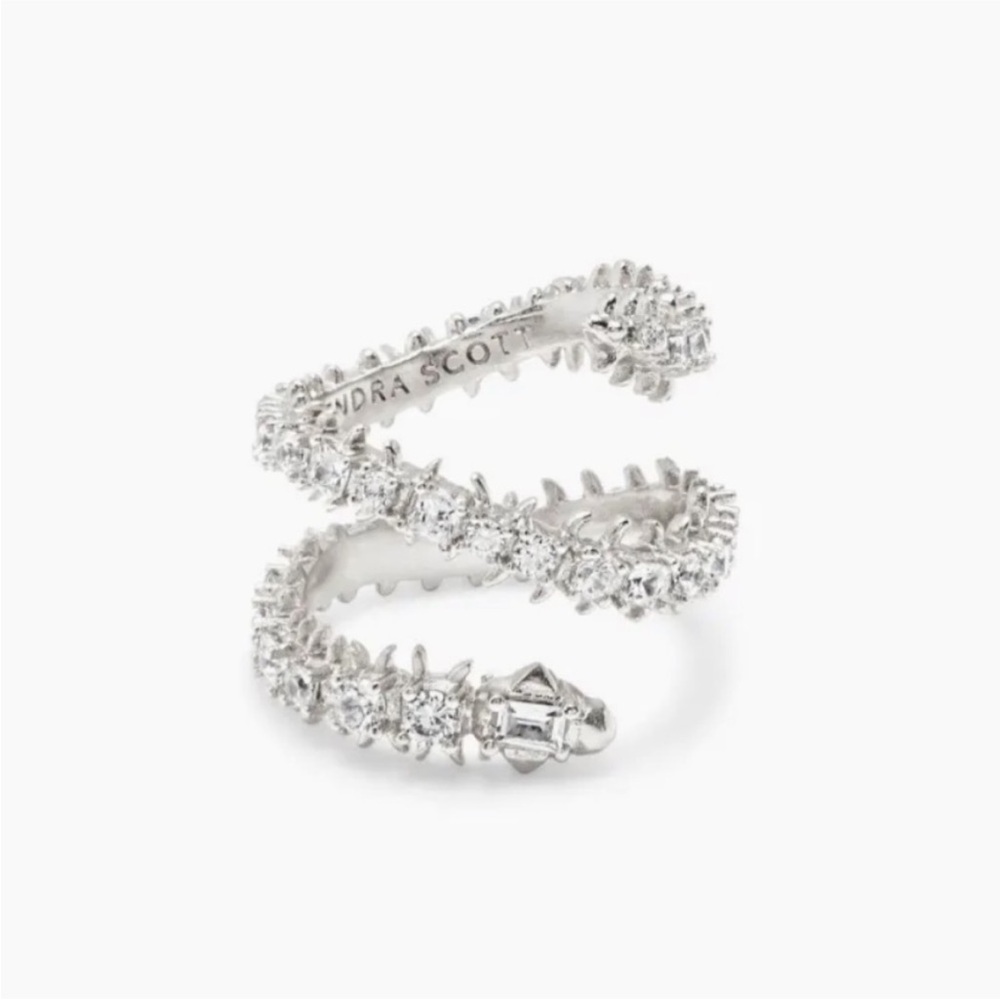 Kendra Scott beck silver band ring in white cz